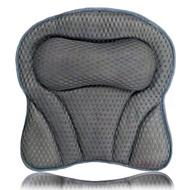 Подушка для ванни з піни memory foam, антиковзка, для шиї та спини, 4D вентиляція, 6 присосок, сіро-метеликовий колір