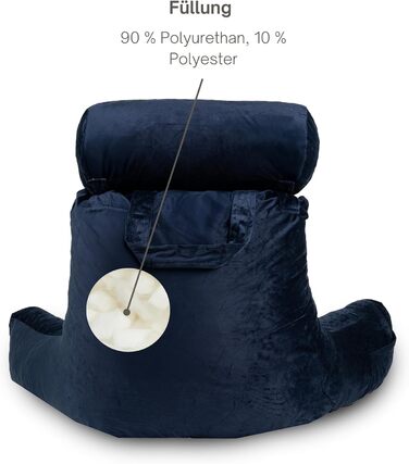 Подушка для читання Bananair – м'яка спинка та підлокітники для ліжка та дивана, знімний чохол, можна прати в машині, комфортна та ергономічна (кремово-білий)