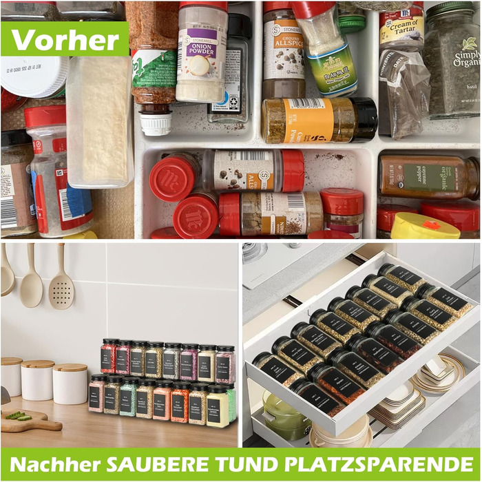 Набір контейнерів для спецій на 30 штук з мірками та вологостійкими етикетками, 120 мл, чорний, з кришками