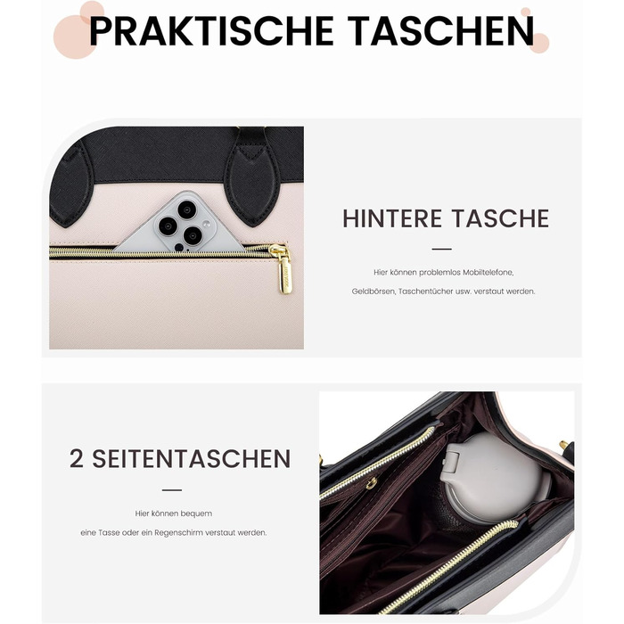 Сумка для ноутбука LOVEVOOK 15.6 дюймів, велика робоча сумка, водонепроникна сумка з PU шкіри, сумка-шоппер, акцентна сумка, сумка для навчання, сумка через плече для бізнесу, роботи, університету, школи (Бежево-чорна, M)