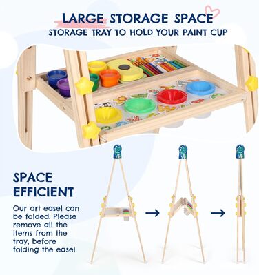 Дитяча мольберт Kinder 3-в-1 з магнітною дошкою, для малювання, висотою регулюється, блакитний, подарунок для дітей