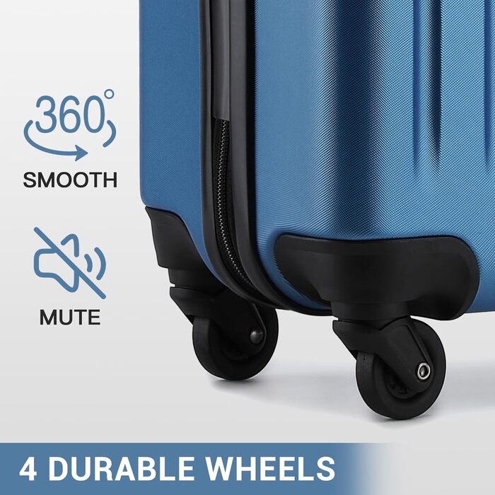 Валіза-тележка KONO 55 см, 20 дюймів, ABS, темно-синій (ручна поклажа)