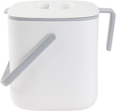 Кухонний контейнер для компосту з блакитного гінкго - легко миється кухонний контейнер для харчових відходів з ручками / кухонний контейнер для компосту для стільниці, відро для кухонних відходів (2,6 літра) - білий 0,69 галона / 2,6 л Білий