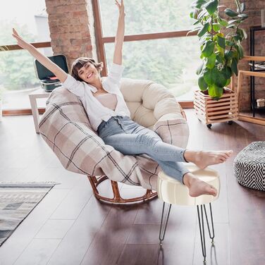 Пуф-табурет для макіяжу YMYNY, стилізування під гарбуз, 32x32x44 см, білий (HBD036W)