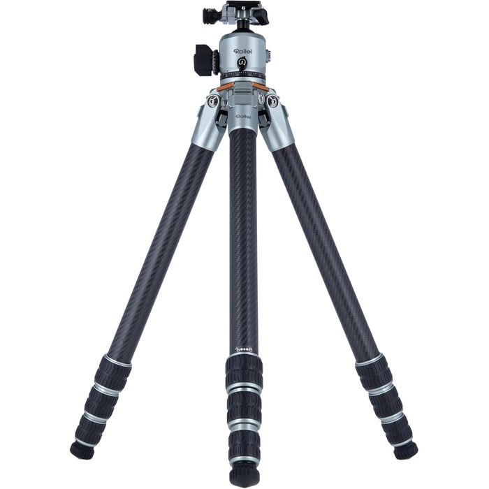 Професійний карбоновий штатив Rollei Lion Rock Pro з головкою, ультралегкий, вантажопідйомність 20 кг, висота до 147,5 см, компактний, змінні шипи для стабільності