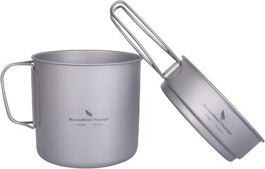 Набір посуду iBasingo Titan Becher Pfannen Set: 1100мл та 300мл для кемпінгу, туризму та пікніків. Легкий та компактний посуд з нержавіючої сталі з ручками-складанням. Набір для однієї людини Ti2053C