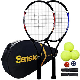 Тенісны ракетки Senston для дорослих 68,6 см з 3 м'ячами червоно-сині
