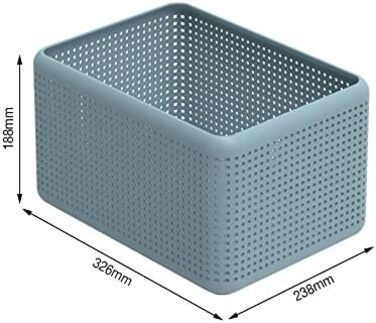Набір з 3 ящиків для зберігання 13 л, пластик (перероблений з поліпропілену) без бісфенолу А, 3 x 13 л (32,6 x 23,8 x 18,8 см), 3 (синій)