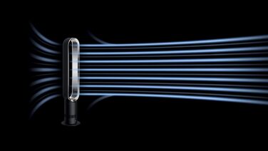 Вентилятор Dyson Cool AM07 з дистанційним керуванням 100 см, таймер на 9 годин, баштовий вентилятор тихий білий/сріблястий, ЕНЕРГОЗБЕРІГАЮЧИЙ, вентилятор зі стоячим вентилятором у спальні, гучність 48 дБ, 10 рівнів