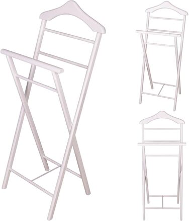 Підставка для одягу з масиву дерева, готова до збирання – Kleiderbutler & Stummer Diener (білий) | Підставка для одягу, шафа для взуття | Для спальні, гардеробу, ванної кімнати