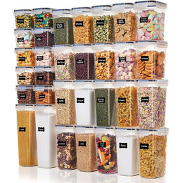 Набір контейнерів для зберігання Vtopmart з кришкою, 32 шт. - герметичні, BPA-free, для борошна, цукру, круп, з ручкою та етикетками