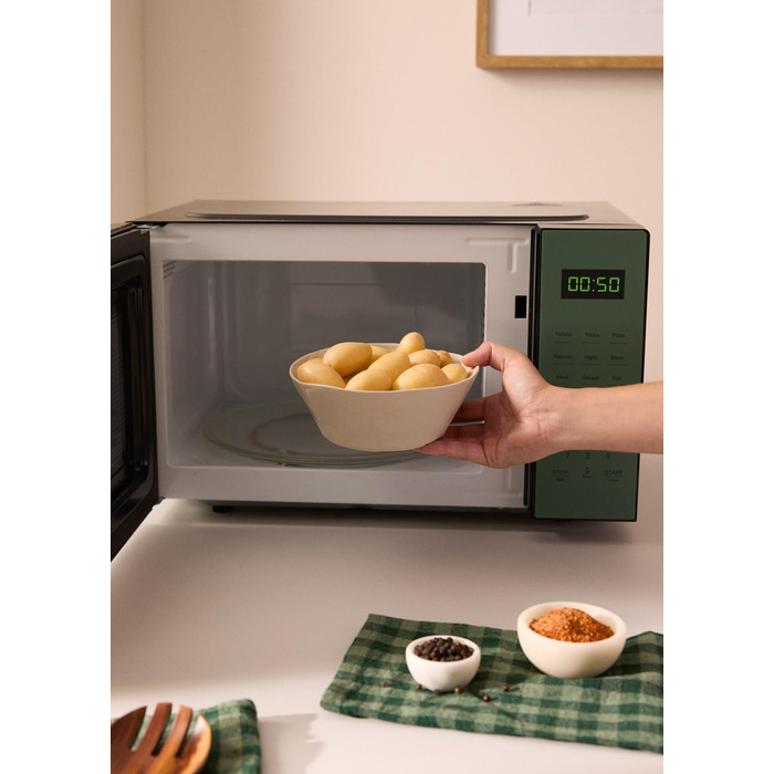 Мікрохвильова піч з грилем Microwave Studio Salbeigrün 20л ретро стиль, 900 Вт, LCD дисплей