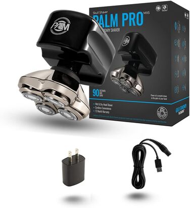 Електричний гоління для обличчя та голови Skull Shaver Palm Pro MX5 - бездротовий, акумуляторний, для мокрого та сухого гоління, чоловічий, USB-зарядка, Grooming Set, леза Carver 4 Pro, LCD-дисплей