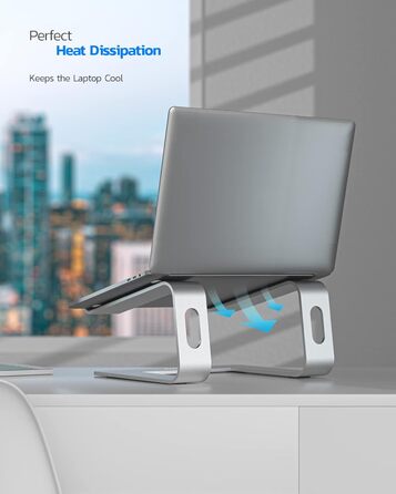 Підставка для ноутбука NULAXY, регульована, алюміній, сумісна з Dell, HP, Samsung, Lenovo (10-16 дюймів), чорний (срібло)