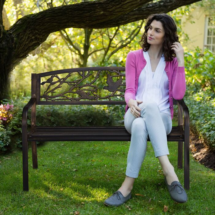 Лавка для саду Relaxdays з дизайном 'Пташки'