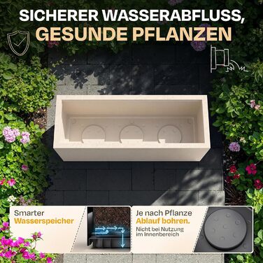 Плантажер Ondis24 Vulkan 57л, прямокутний, з водосховищем, для балкона та тераси