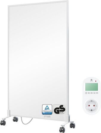 Інфрачервовий обігрівач BR Bringer Standgerät - Економний, мобільний, з термостатом, 600 Вт, 5 років гарантія, TÜV, німецька якість (білий)