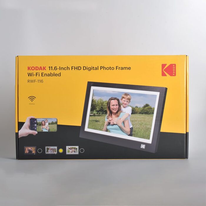 Цифровий фоторамка Kodak 10.1 дюйма з IPS-екраном, підтримкою USB/SD, відтворення фото/музики/відео, календарем та будильником, з пультом дистанційного керування (Чорний)