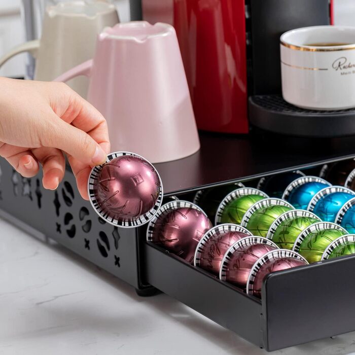Організатор для капсул Nespresso Vertuo: металевий стійка на 50 капсул, чорний колір