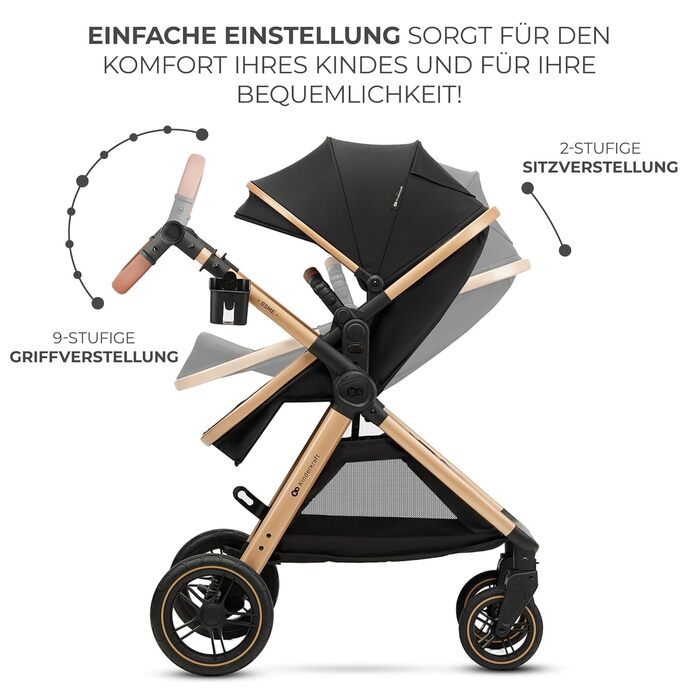 Дитяча коляска Kinderkraft ESME 3-в-1: комплект, до 22 кг, автокрісло I-size, чорна