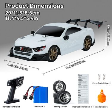 Радіокерований автомобіль 1:14 Drift Car 4WD GT RC для дрифту, пропорційний газ, білий