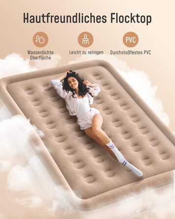 Надувна матрац Airefina з інтегрованим насосом, преміум-якість, для гостей, кемпінгу та дому, 203x152x40 см, на 2 особи