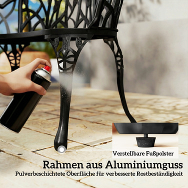 Садова лавка Gartenbank на 2 особи з литого алюмінію, стійка до погодних умов, з декоративною спинкою у вигляді тюльпанів та квітковим орнаментом, розміром 99 x 57 x 78 см