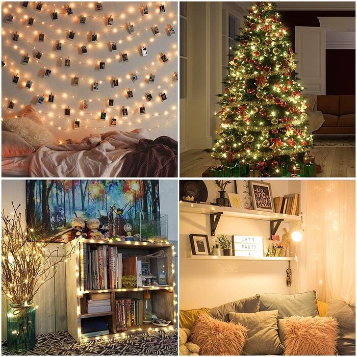 LED гірлянда на 50 метрів з 500 LED, мідний дріт, зірочки, димування, пульт, вологостійка, для саду, тераси, кімнати, святкова прикраса