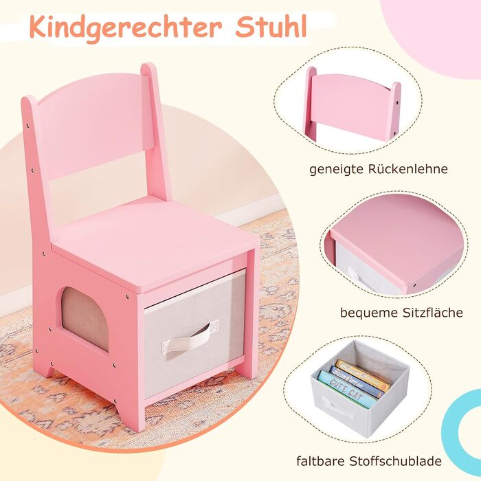 Детский туалетный столик COSTWAY в форме медведя с подсветкой, зеркалом, шкафчиком, 5 ящиками и полками, для девочек от 3 лет (розовый)