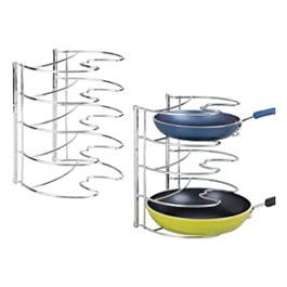 Набір тримачів для сковорідок mDesign 2-стильне кухонне сховище для сковорідок-чавунні і сковорідки для зберігання-silverfa