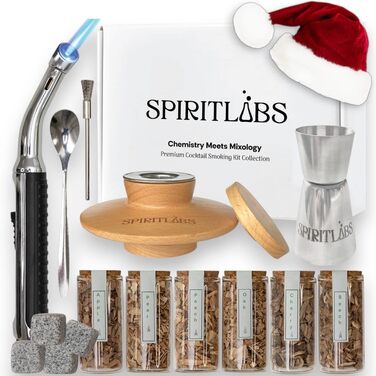 Набір для копчення віскі Cocktail з ліхтариком | Комплект для копчення віскі All-in-One з 6 смаками деревини – бурбон, ретро-набір, ідеальний подарунок для чоловіків, чоловіка