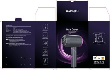 Фен для волосся Ion Foldable Hair Faner Hair Фен - DEWILY Професійний фен Дорожній фен Складний маленький, фен Безшумний з 1 насадкою для укладання, 3 режимами нагріву, сильний дорожній фен для сім'ї (сірий/рожевий 2 насадки)