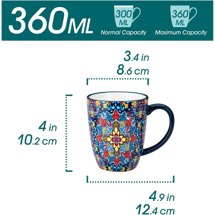 Набір кавових чашок Vancasso 6 шт. SIMI, 360 мл, порцеляна, чайний сервіз на 6 осіб