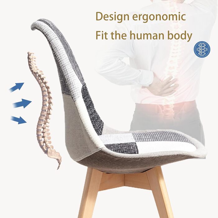 Стільці для їмжі GrandCA HOME: комплект з 4 шт., з масиву буку, в стилі ретро, чорно-білі, для кухні та офісу