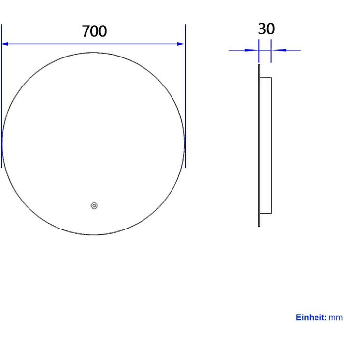 Круглий LED-дзеркало для ванної кімнати S'AFIELINA 60см з підсвічуванням та сенсорним вимикачем, регулювання кольору світла (тепле, нейтральне, холодне), диммування