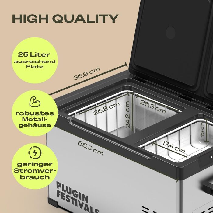 Електрична термохолодильник Plug In Festivals DUAL Ice Cube 23L з компресором -120°C, 12V/230V, App-керування, для авто та кемпінгу