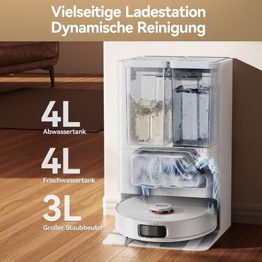 Робот-пилосос JONR T5 Pro з функцією миття, 8150Pa потужність всмоктування, сушка гарячим повітрям, антизаплутана бокова щітка, уникнення перешкод, LiDAR-навігація, док-станція All-in-One