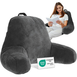 Підвалин для спини ELONEO з підлокітниками – м'яке крісло для читання в ліжко та диван, 76 × 46 × 40 см