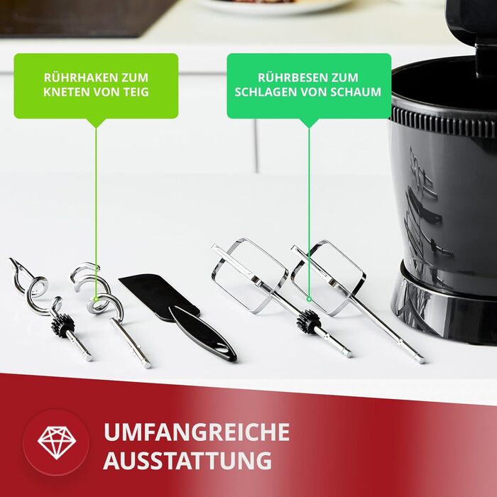 Кухонний комбайн MPM MMR-16Z з обертовою чашею 3,4 л, BPA free, 5 швидкостей + Turbo, міцні гачки та шнек з нержавіючої сталі, білий, 750W.