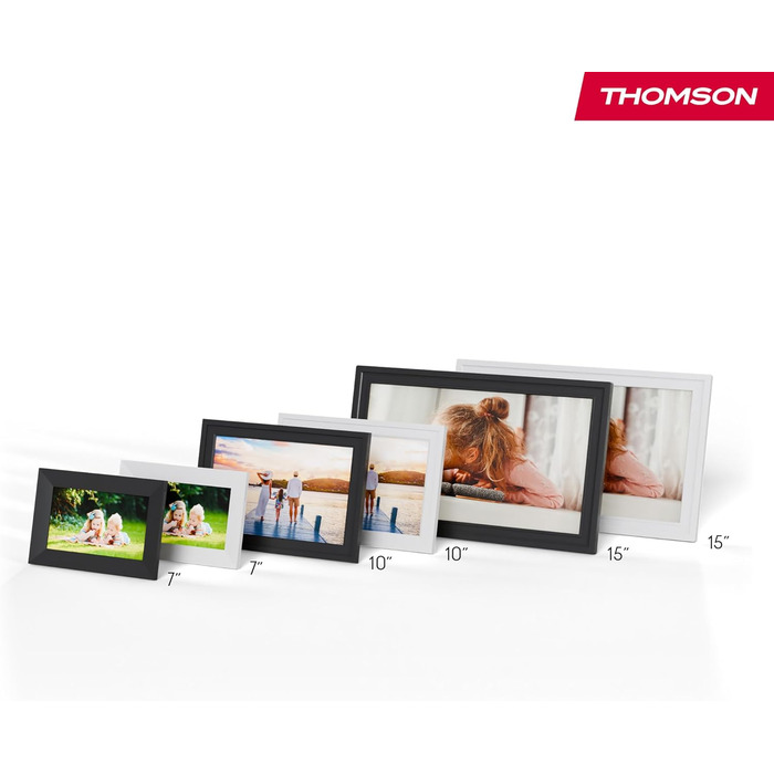 Рамка для фото Thomson Fotorahmen 15 дюймів біла – FHD IPS сенсорний екран, 32 GB, Wi-Fi, поворот, підтримка iOS/Android