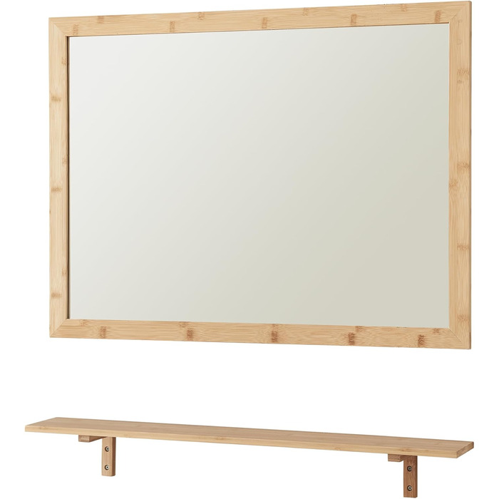 Дзеркало для ванної кімнати з полицею [en.casa] Boksereys, 80 x 60 см, бамбуковий каркас, набір