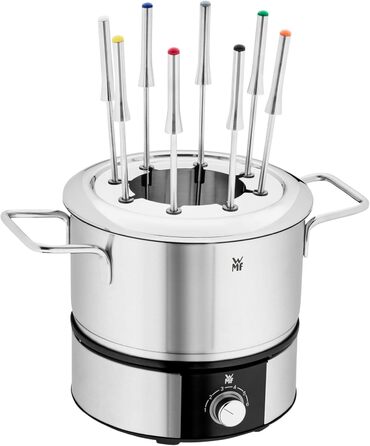 Електричний набір для фондю WMF Lono на 8 осіб: регулювання температури, індукційний горщик 1.2л, з нержавіючої сталі, з тримачем для виделок