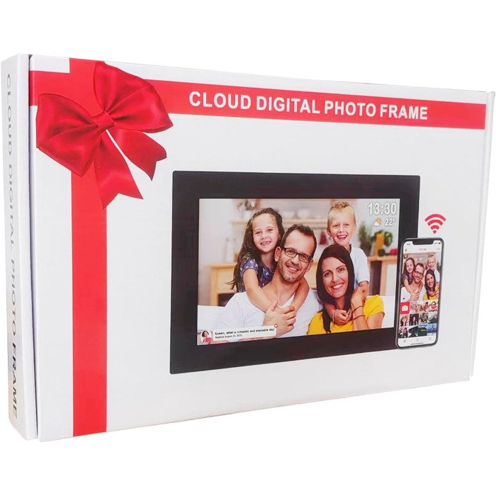 Frameo Цифровий фоторамка 10.1 дюйма з Wi-Fi, HD сенсорний екран, 16GB пам'яті, автоматичне обертання, підтримка фото та відео, настінний монтаж