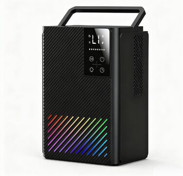 Електричний осушувач повітря 2500 мл з автоматичним вимкненням та системою відтавання, 7 кольорів підсвічування, тихий осушувач для дому, портативний, білий (чорний)