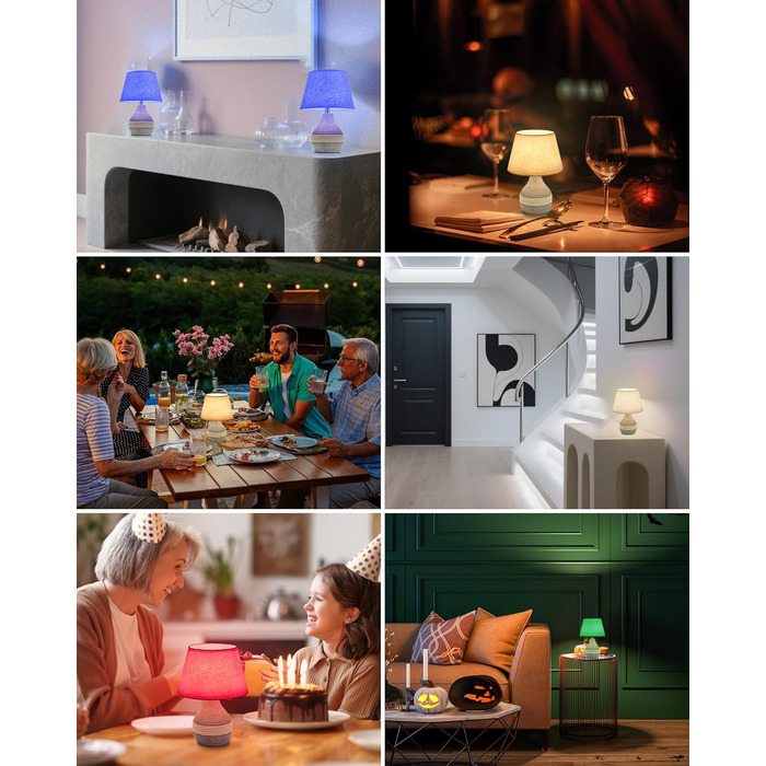 INTELIVE Бездротова керамічна настільна лампа з таймером, димером, лляним абажуром та пультом дистанційного керування. Акумуляторна, сучасний дизайн Mid Century.