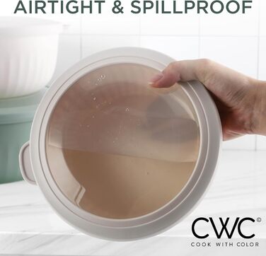 Набір мисок COOK WITH COLOR 12 шт. з кришкою, блакитно-зелений, широкі та глибокі, з можливістю складання, пластик