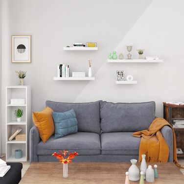 Полиця настінна WOLTU Volato набір 2 шт, плаваюча, для CD/DVD, книг, дерево, 110x22.9x3.8 см, біла глянцева RG9483ws-2