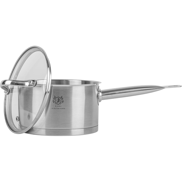 Нержавіюча каструля Karl Hausmann 3.6L з нержавіючої сталі з кришкою (діаметр 20 см) - для всіх типів плит, включаючи індукцію. Ідеально підходить для супу та пасти.