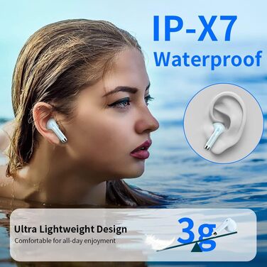 Навушники-вкладиші Drsaec Bluetooth 5.3, шумозаглушення 42Hs ENC, водонепроникність IP7, блакитний