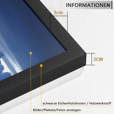 Набір фоторамок 50x70 см (3 шт.) Чорні, дерев'яні рамки для фото, картин, постерів 50х70 см